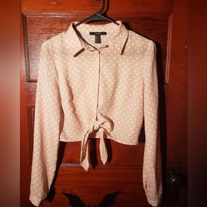 Forever 21 Peach & White Polka Dot Blouse